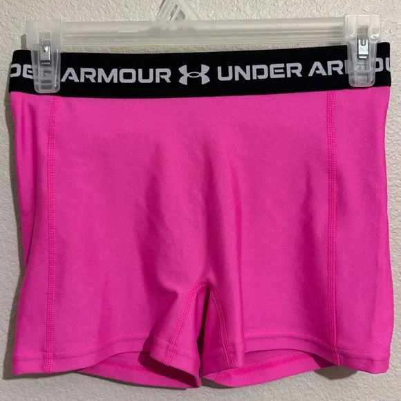 Under Armour Women's HeatGear Shorty Shorts Workout Sports Gym Sporty - Picture 3 of 6